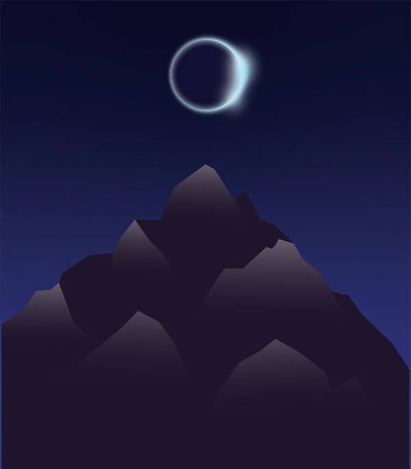 Glow Poster featuring the digital art Solar Eclipse Mountain by Pelo Blanco Photo