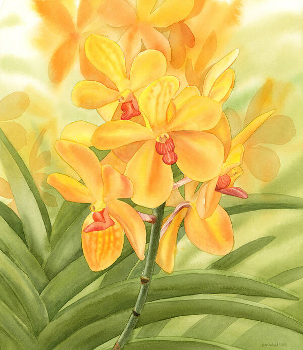 Yellow Poster featuring the painting Yellow Orchid by Espero Art