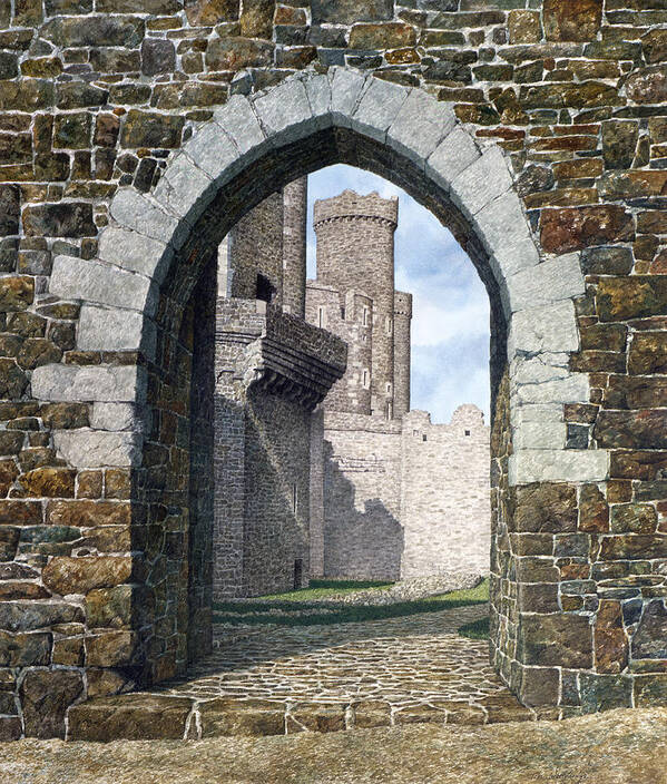 Landscape Poster featuring the painting Conwy Gate by Tom Wooldridge