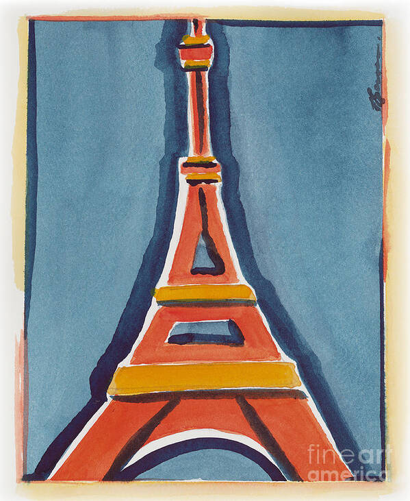 Effel Tower Poster featuring the painting Eiffel Tower Orange Blue by Robyn Saunders