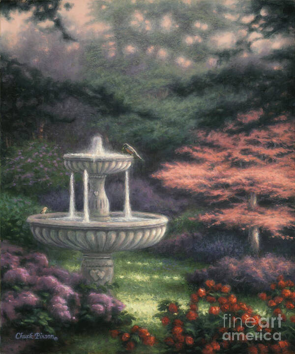 Fountain Poster featuring the painting Fountain by Chuck Pinson
