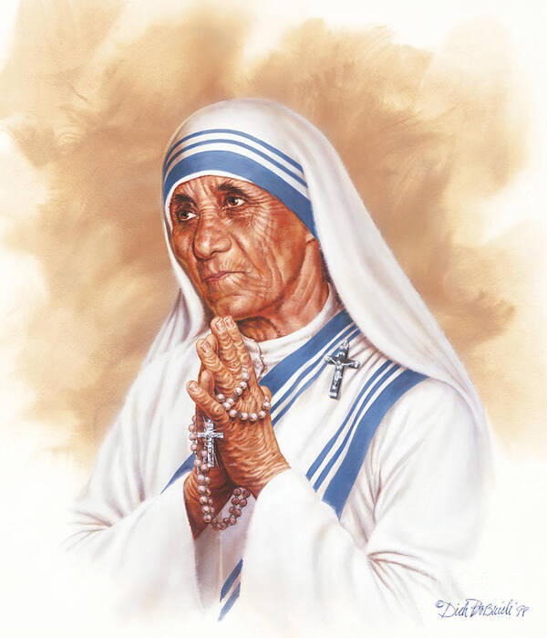 Portrait Poster featuring the painting Saint Mother Teresa by Dick Bobnick