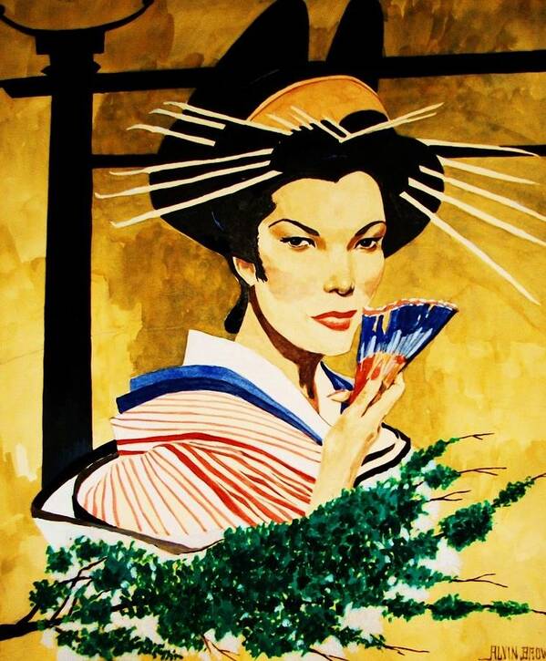Portraits Poster featuring the painting The Geisha by Al Brown