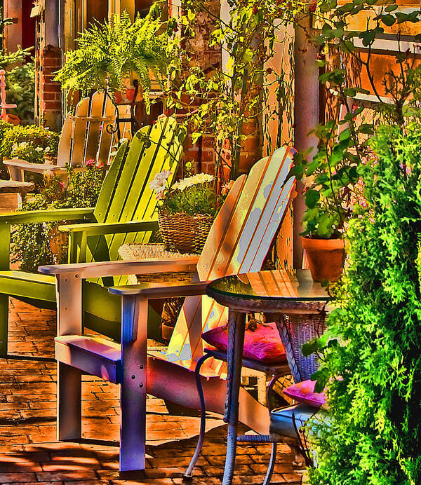 Chairs Poster featuring the digital art Adirondack Chairs by Dale Stillman