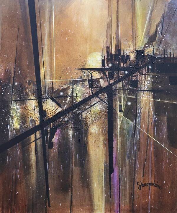 Abstract Poster featuring the painting Bridge to Nowhere by Tom Shropshire