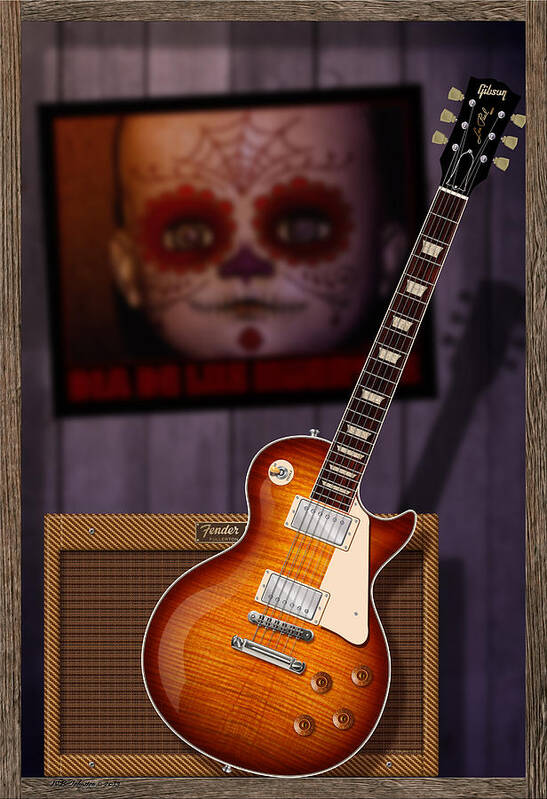 Gibson Les Paul Poster featuring the digital art Guitar Scene by WB Johnston