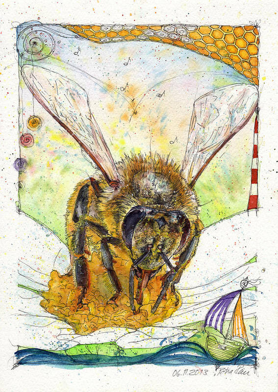 Bees Poster featuring the painting The Pollinator by Petra Rau
