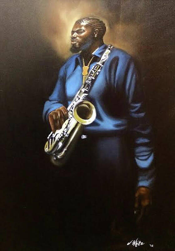 Sax Poster featuring the painting Sax Man by Jerome White
