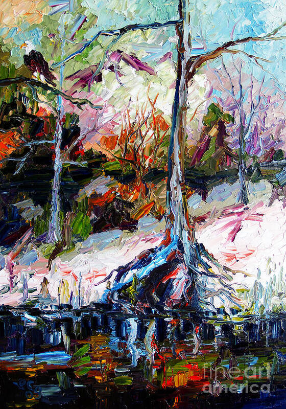 Oil Painting Poster featuring the painting Suwanee River Black Waters Modern Art by Ginette Callaway