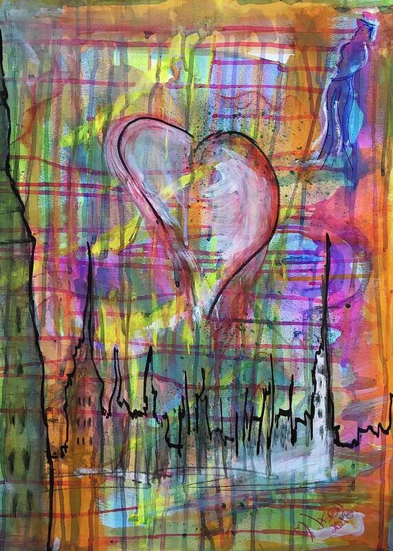 Heart Poster featuring the mixed media The Heart of the City by Jason Nicholas