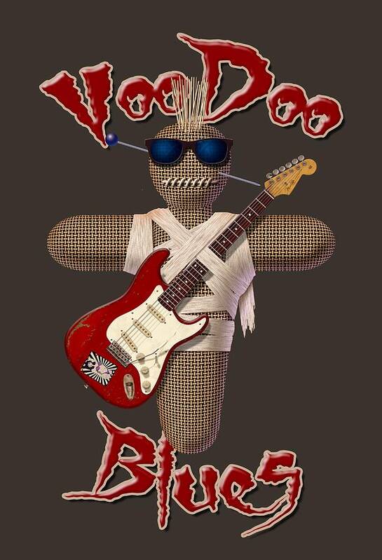 Voodoo Poster featuring the digital art Voodoo Blues Strat T Shirt by WB Johnston