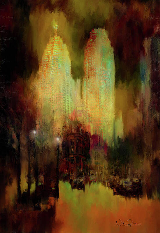 Photosintopaintings Poster featuring the digital art City Lights by Nicky Jameson
