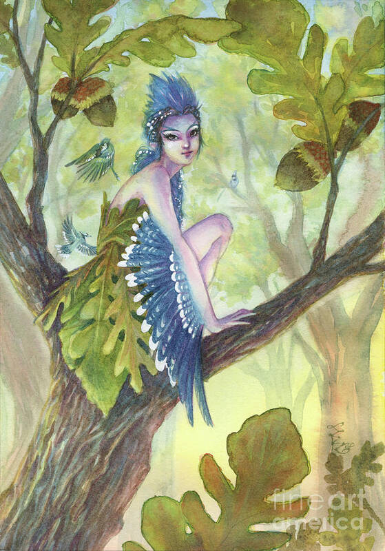 Fairy Poster featuring the painting Oakie by Sara Burrier