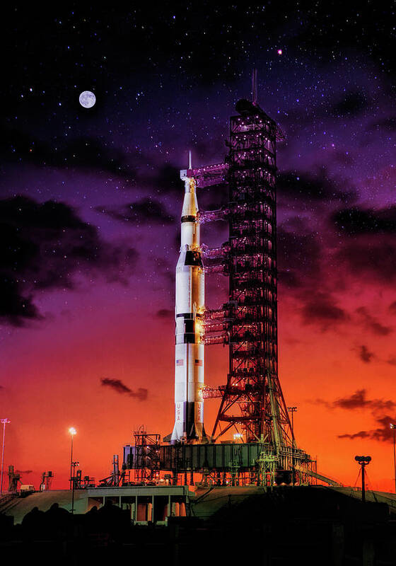 Nasa Poster featuring the photograph Saturn V Rocket Launchpad by Christopher Arndt