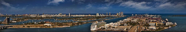 Metro Poster featuring the photograph Port Of Miami Panoramic by Susan Candelario