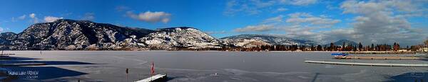 Panorama Poster featuring the photograph Skaha Lake FROZEN NorthEastEnd Panorama 02-06-2014 by Guy Hoffman