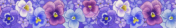 Pansies Border Poster featuring the painting Pansies Border by Geraldine Aikman