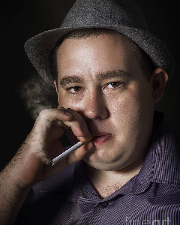 Big mob boss smoking cigarette dark background Poster by Jorgo Photography  - Fine Art America