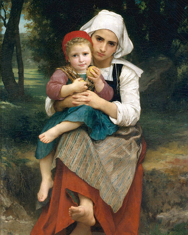 William-adolphe Bouguereau Poster featuring the painting Breton Brother and Sister by William-Adolphe Bouguereau