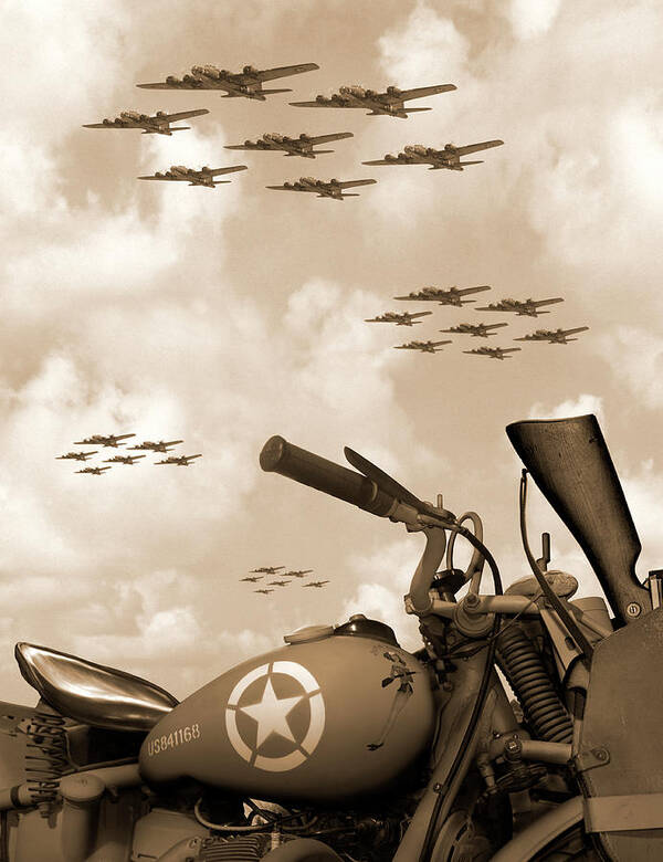 Warbirds Poster featuring the photograph 1942 Indian 841 - B-17 Flying Fortress' by Mike McGlothlen