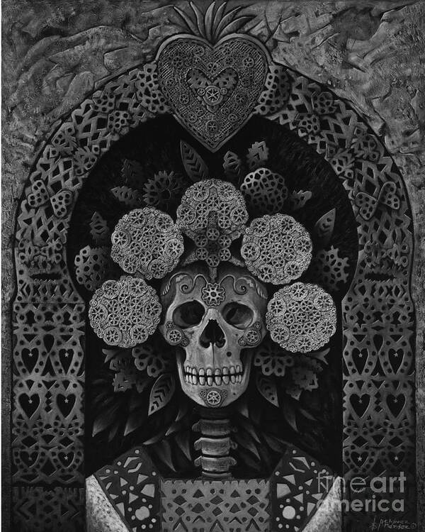 Dia-de-muertos Poster featuring the painting Dia De Muertos Madonna #1 by Ricardo Chavez-Mendez