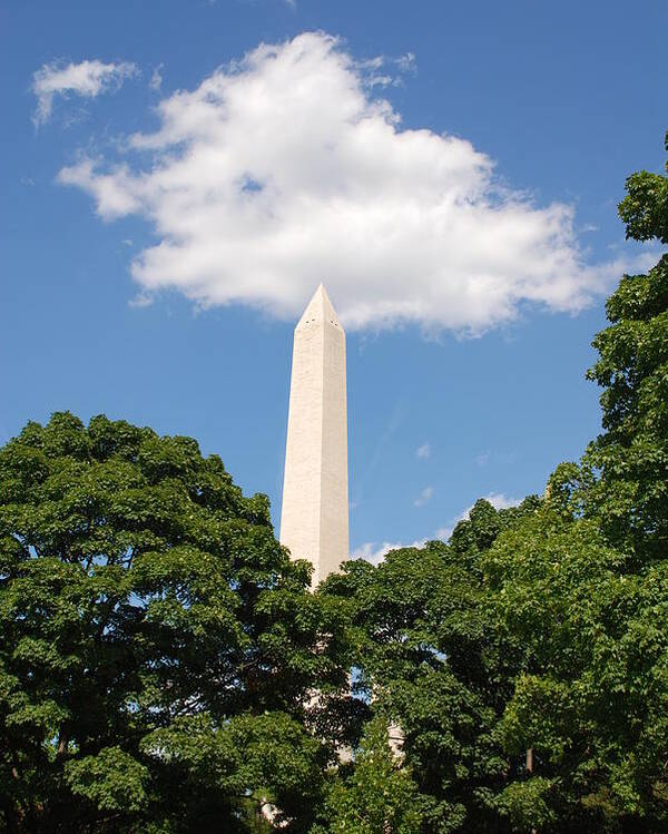 Washington Poster featuring the photograph Obelisk Rises Into the Clouds by Kenny Glover