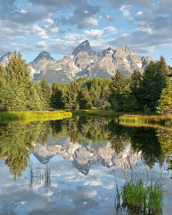 Awe Poster featuring the photograph Teton Range Reflected in the Snake River by Jeff Goulden