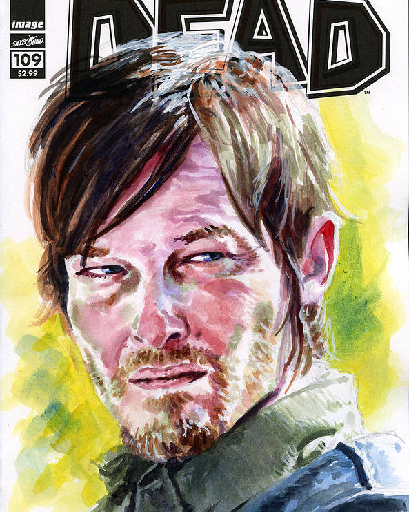 Walking Dead Poster featuring the painting Walking Dead Daryl by Ken Meyer jr