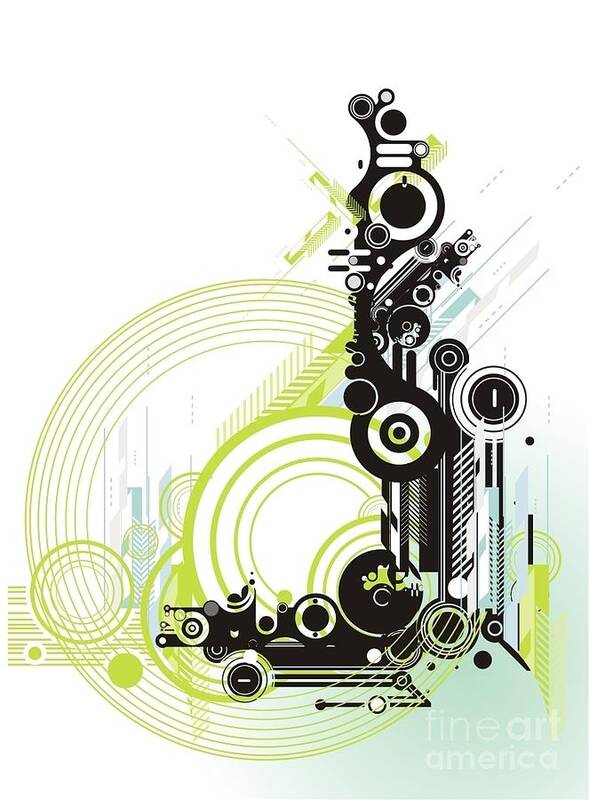 Motor Poster featuring the digital art Abstract Grunge & Tech Background by Gudron