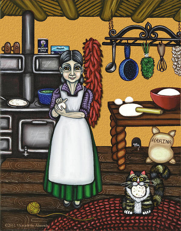 Cook Poster featuring the painting Abuelita or Grandma by Victoria De Almeida