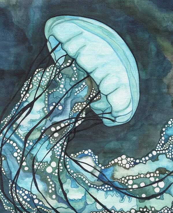 Jellyfish Poster featuring the painting Aqua Sea Nettle by Tamara Phillips