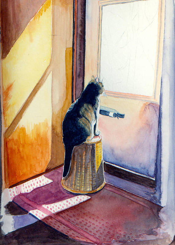 Cat Poster featuring the painting At the Door by Katherine Miller