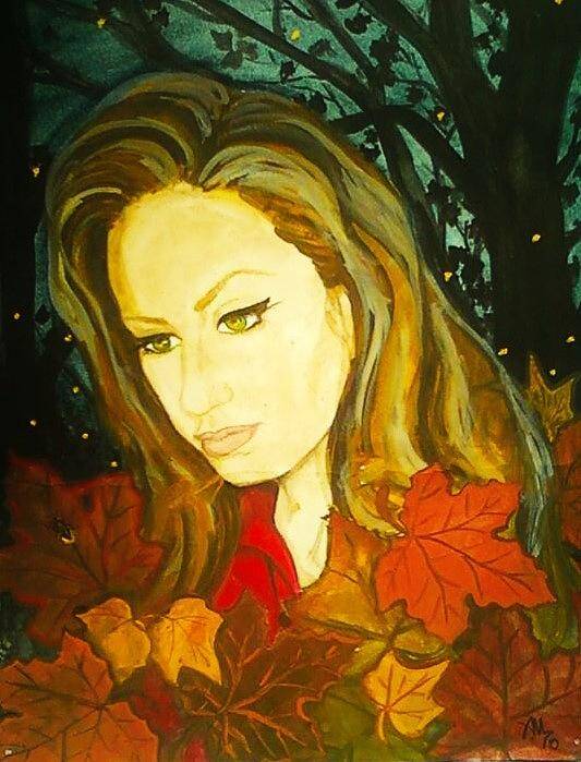 Woman Poster featuring the painting Autumn Fireflies by Alexandria Weaselwise Busen