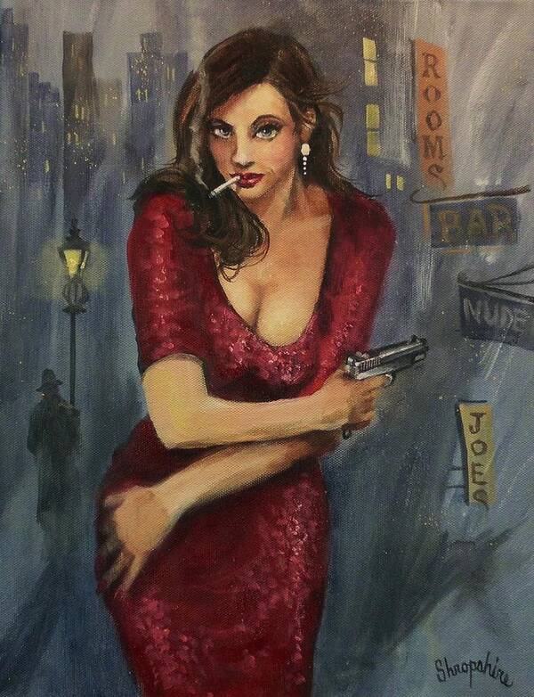 City At Night Poster featuring the painting Bad Girl by Tom Shropshire
