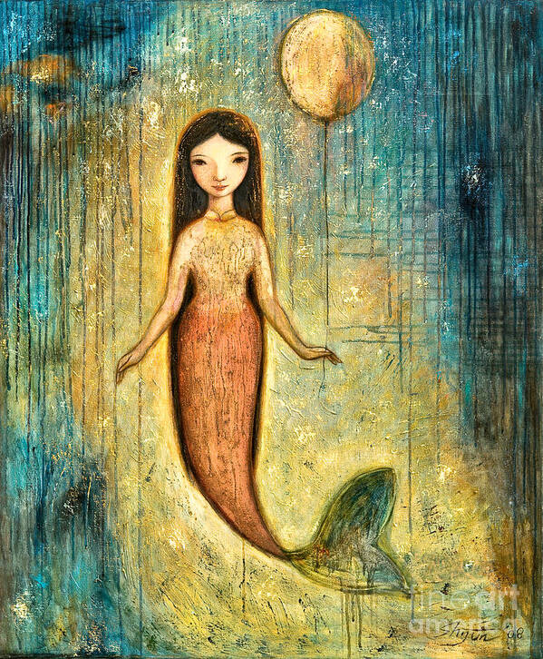 Mermaid Art Poster featuring the painting Balance by Shijun Munns