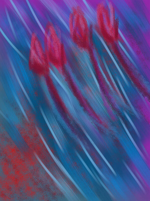 Abstract Poster featuring the painting Basie Blue Goes to School by Christina Wedberg