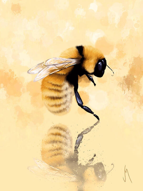 Bee Poster featuring the painting Bee by Veronica Minozzi