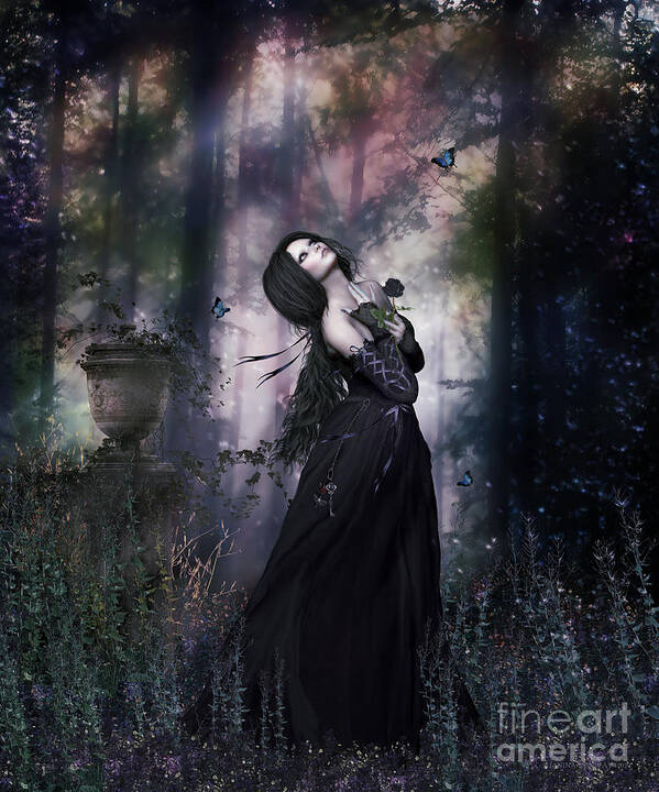 Plant Poster featuring the digital art Black Rose Gothic by Shanina Conway