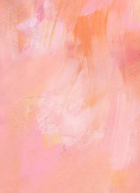 Pink Abstract Rose Abstract Orange Abstract Pink And White Texture Contemporary Love Feminine Romance Shabby Chic Abstract Blush Brush Strokes Painting Bedroom Art Kitchen Art Living Room Art Gallery Wall Art Art For Interior Designers Hospitality Art Set Design Wedding Gift Art By Linda Woods Iphone 6 Corporate Art Poster featuring the painting Blush- abstract painting in pinks by Linda Woods