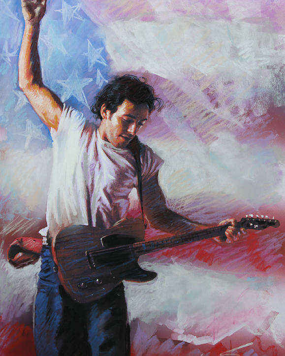 Singer Poster featuring the mixed media Bruce Springsteen The Boss by Viola El