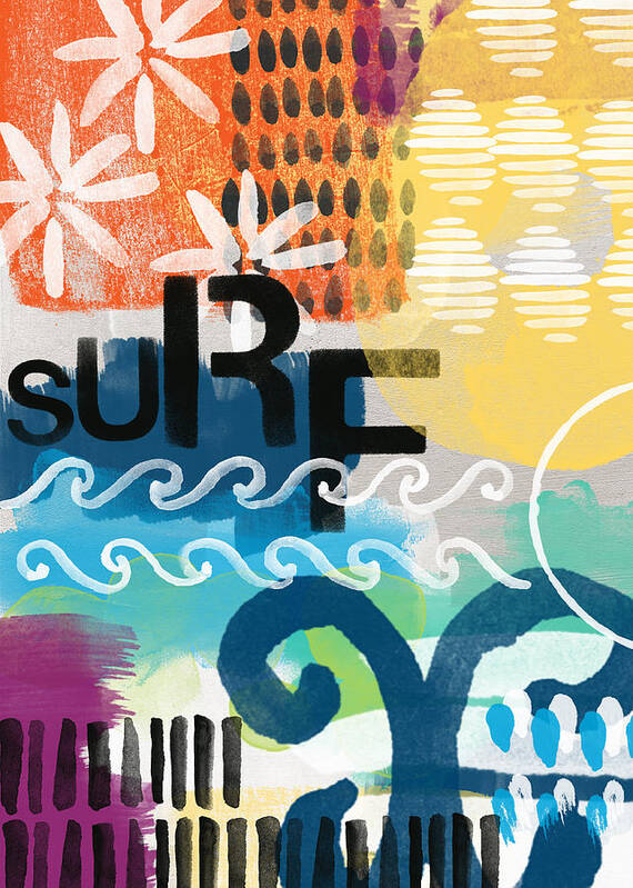 Surf Poster featuring the painting Carousel #7 SURF - contemporary abstract art by Linda Woods