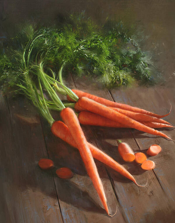 As Seen In Cooks Illustrated Magazine Poster featuring the painting Carrots by Robert Papp