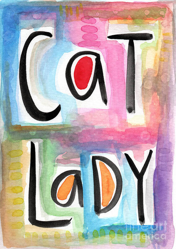 Cat Lady Poster featuring the painting Cat Lady by Linda Woods