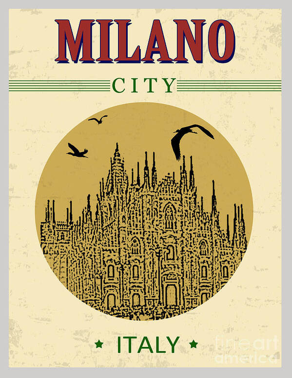Symbol Poster featuring the digital art Cathedral Of Milano Italy In Vintage by Ducu59us