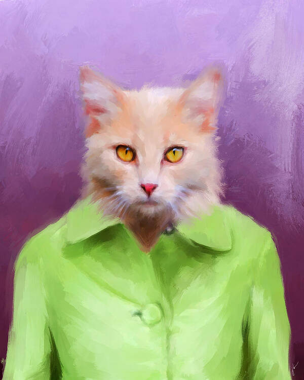 Art Poster featuring the painting Chic Orange Kitty Cat by Jai Johnson