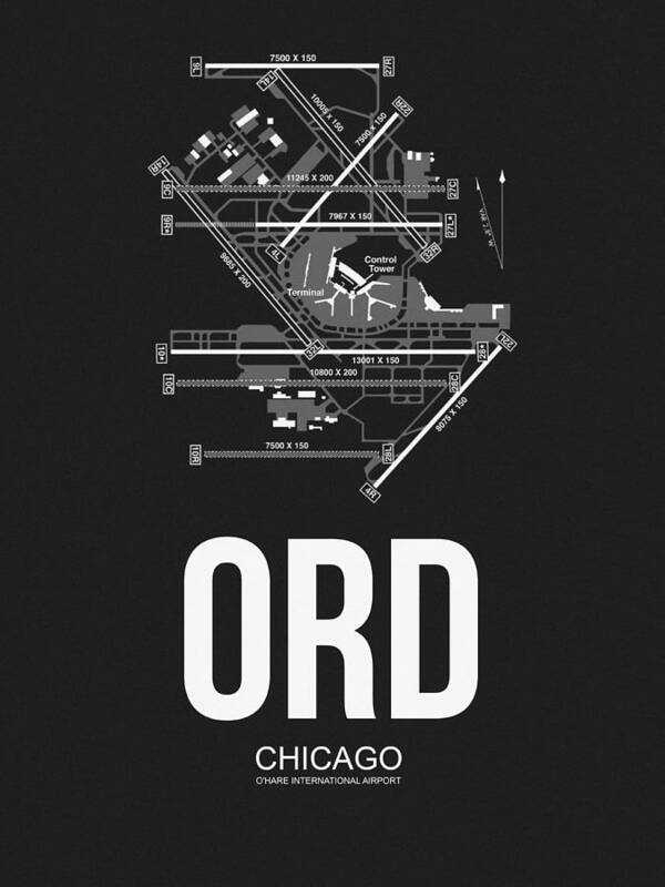 Chicago Poster featuring the digital art Chicago Airport Poster by Naxart Studio