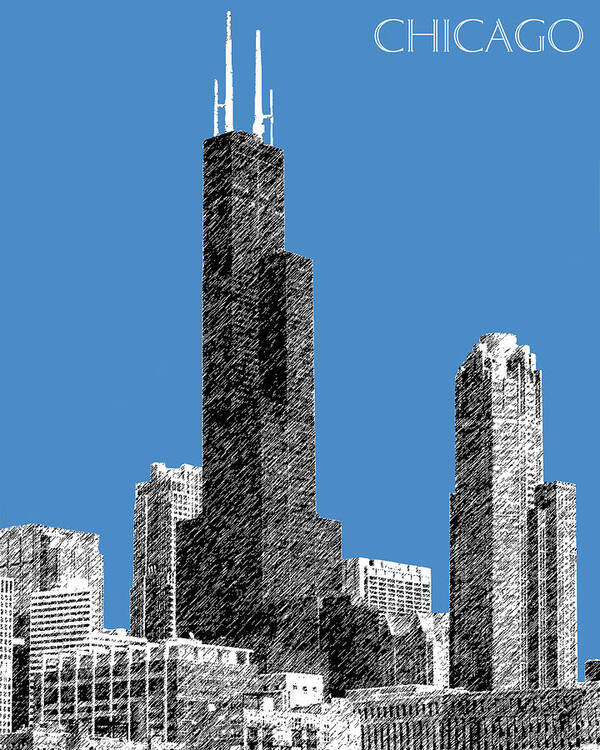 Architecture Poster featuring the digital art Chicago Sears Tower - Slate by DB Artist
