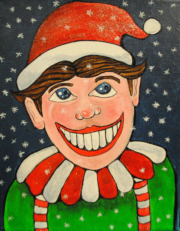 Asbury Park Paintings Poster featuring the painting Christmas Tillie by Patricia Arroyo