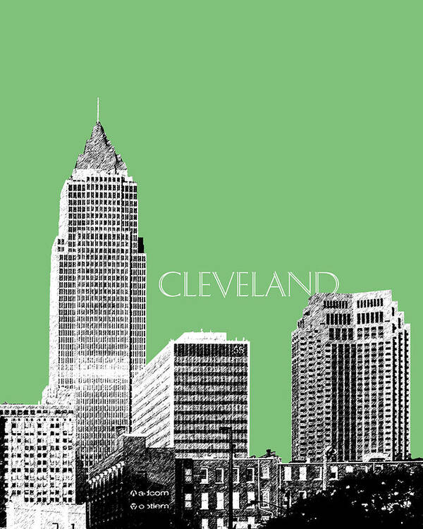 Architecture Poster featuring the digital art Cleveland Skyline 2 - Apple by DB Artist