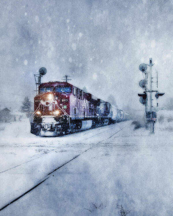 Train Poster featuring the photograph Cold Nights On The Midnight Train Color by Theresa Tahara